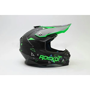 Шлем кроссовый ROCKOT RM-216 Fractal (черн/зел мат, S)
